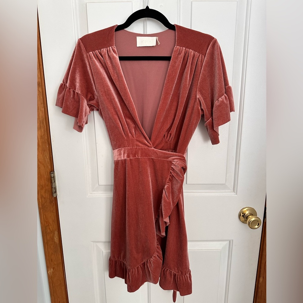 Velvet Pink Wrap Dress